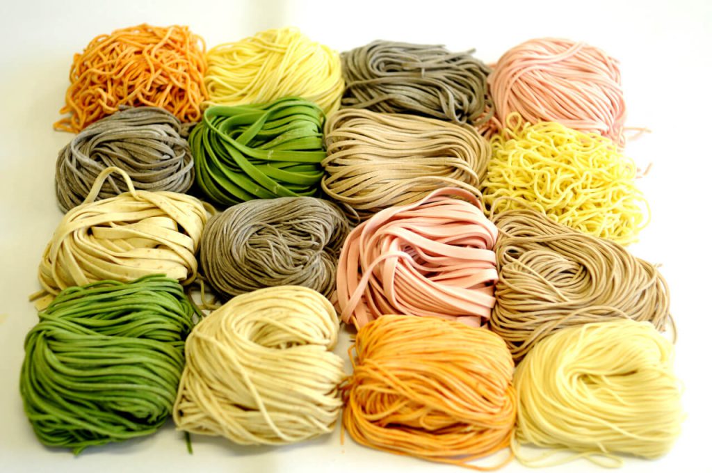 A variety of fresh ramen noodles can be made easily from different ingredients
