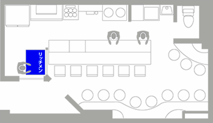 ご要望、実際の図面などに合わせた店内レイアウトの提案図